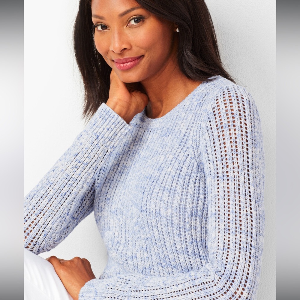 NWT Talbots Open Stitch Pale Blue/Periwinkle Size Medium Sweater - Picture 2 of 10